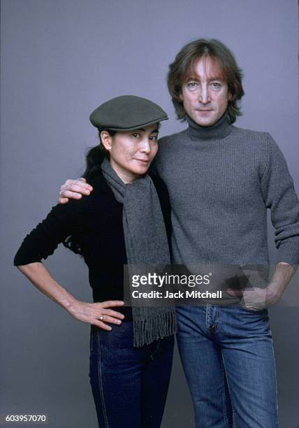 John Lennon and Yoko Ono photographed on November 2, 1980 - the first time in five years that Lennon had been photographed professionally and the...