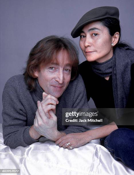 John Lennon and Yoko Ono photographed on November 2, 1980 - the first time in five years that Lennon had been photographed professionally and the...