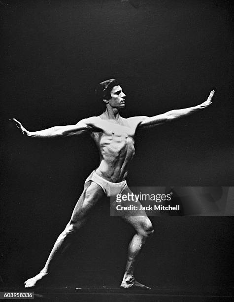 New York City Ballet dancer Edward Villella performing Jerome Robbins Watermill, 1972.
