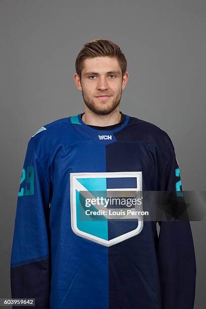 Leon Draisaitl of Team Europe poses for his official World Cup of Hockey head shot at The Vidéotron Center on September 6, 2016 in Quebec City,...