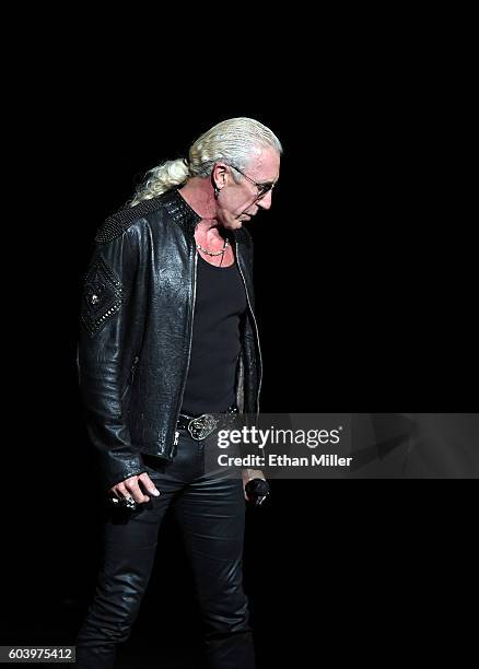 Singer Dee Snider of Twisted Sister performs the band's song "We're Not Gonna Take It" during Criss Angel's HELP charity event at the Luxor Hotel and...