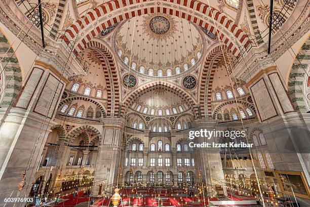 interior of fatih mosque in istanbul, turkey - fatih mosque stock pictures, royalty-free photos & images