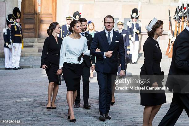 Princess Victoria of Sweden and Prince Daniel Westling of Sweden attend a ceremony at Storkyrkan in connection with the opening session of the...