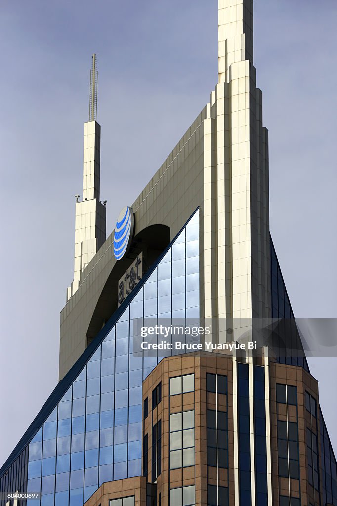 A closed up view of AT&T Building