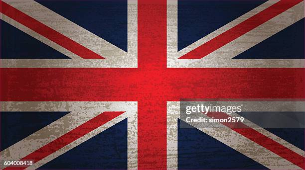 national flag of the united kingdom with grunge texture - grunge union jack stock illustrations