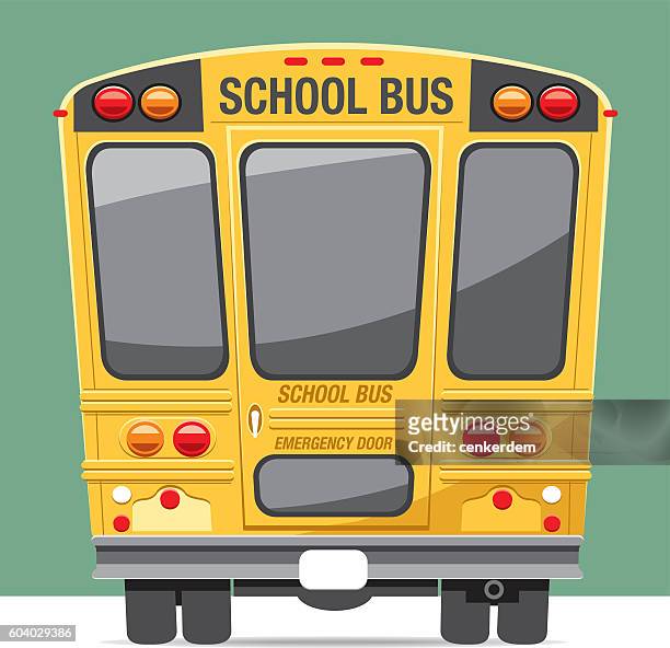 stockillustraties, clipart, cartoons en iconen met back view school bus - back to school