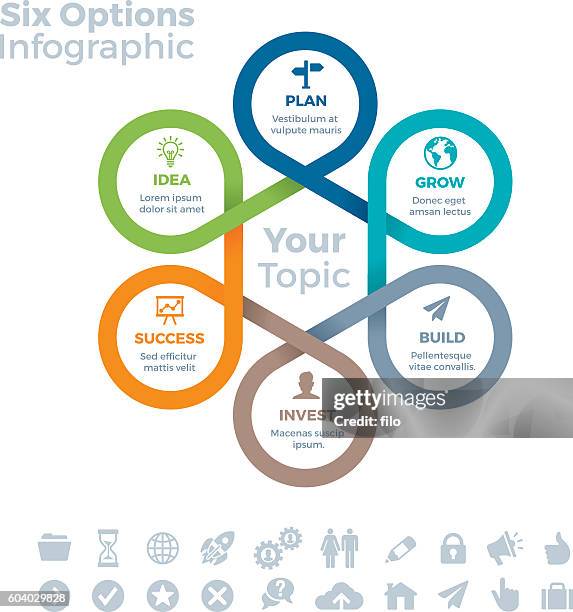 six options infographic - diagrams stock illustrations