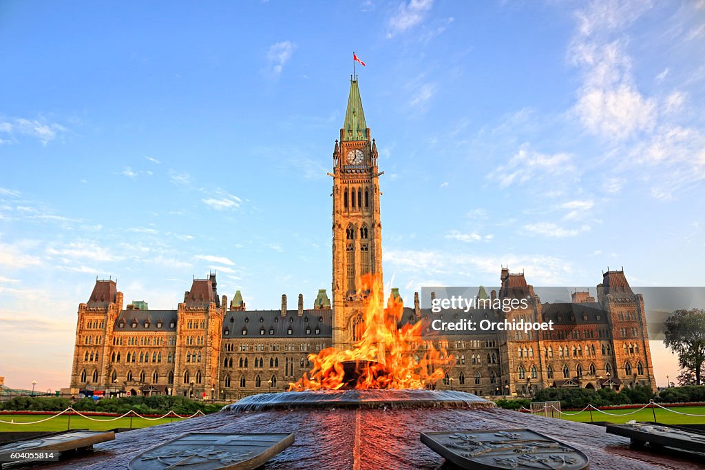 Ottawa Parliament Hill with Centennial Flame
