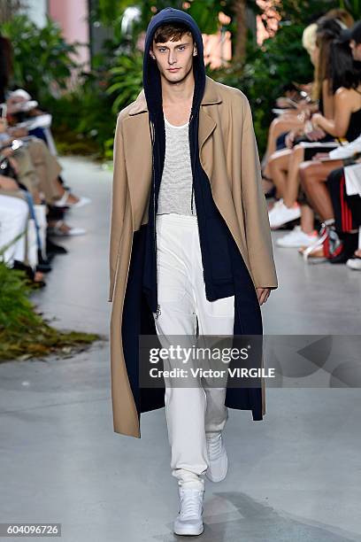 Model walks the runway during the Lacoste Ready to Wear Spring Summer 2017 fashion show during New York Fashion Week September 2016 on September 10,...