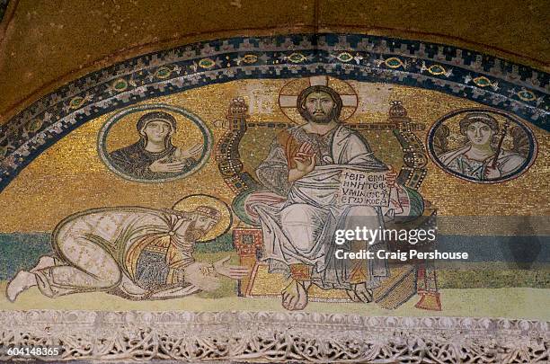 mosaic in aya sofya - archangel gabriel stock pictures, royalty-free photos & images