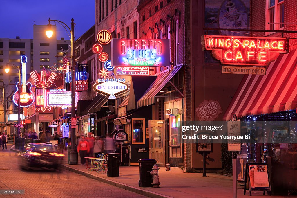 The night view of Beale Street
