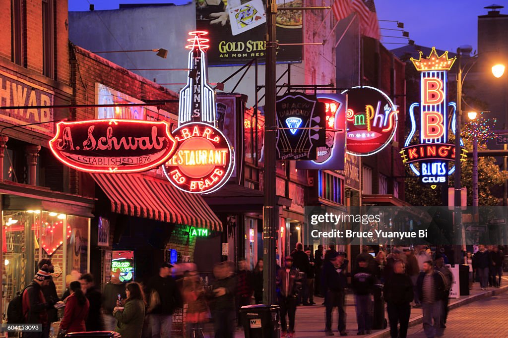 The night view of Beale Street