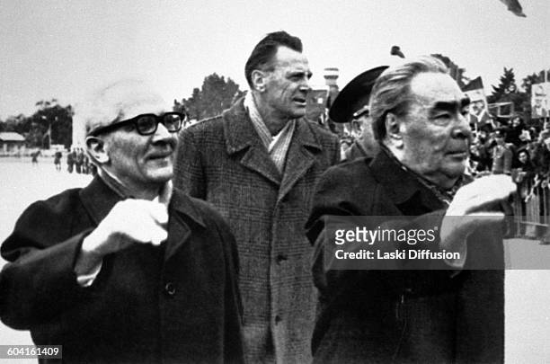 19th DECEMBER 1981: Celebrations of Leonid Brezhnev's 75th birthday in Moscow, USSR, on 19th December 1981. Pictured: leader of East Germany Erich...