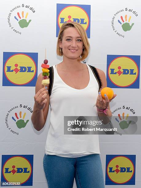 Mireia Belmonte attends a Frutitour campaign presentation to promote healthy eating for school children on September 13, 2016 in Barcelona, Spain.