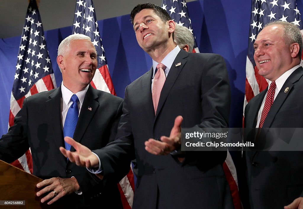 Republican Vice Presidential Nominee Gov. Mike Pence Attends House GOP Weekly Conference