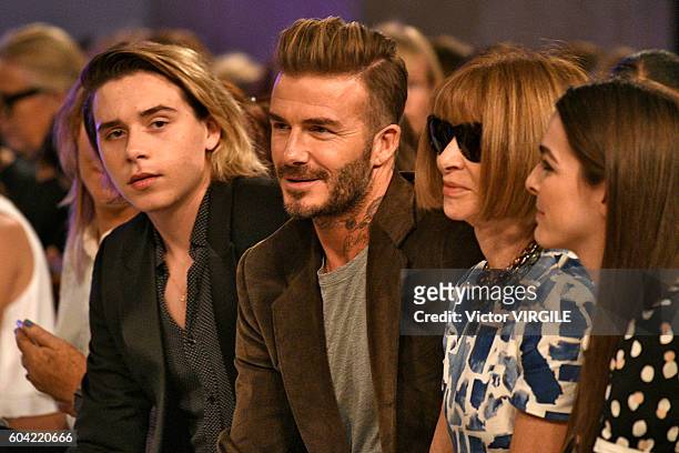Brooklyn Beckham, David Beckham and Anna Wintour at the Victoria Beckham Ready to Wear Spring Summer Ready to Wear 2017 Women's Fashion Show during...