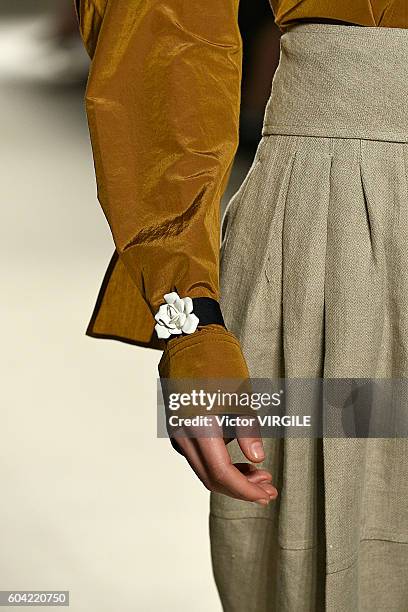 Model walks the runway at the Victoria Beckham Ready to Wear Spring Summer Ready to Wear 2017 Women's Fashion Show during New York Fashion Week on...