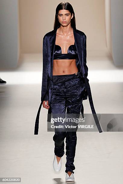 Model walks the runway at the Victoria Beckham Ready to Wear Spring Summer Ready to Wear 2017 Women's Fashion Show during New York Fashion Week on...