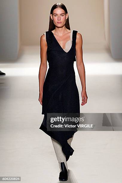 Model walks the runway at the Victoria Beckham Ready to Wear Spring Summer Ready to Wear 2017 Women's Fashion Show during New York Fashion Week on...