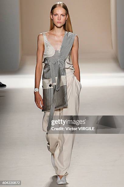 Model walks the runway at the Victoria Beckham Ready to Wear Spring Summer Ready to Wear 2017 Women's Fashion Show during New York Fashion Week on...