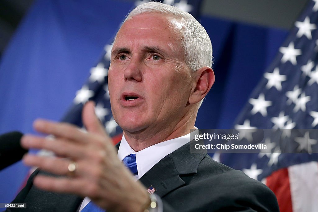 Republican Vice Presidential Nominee Gov. Mike Pence Attends House GOP Weekly Conference