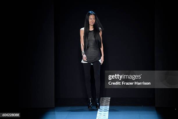 Designer Vera Wang walks the runway at the Vera Wang Collection fashion show during New York Fashion Week: The Shows at The Arc, Skylight at Moynihan...