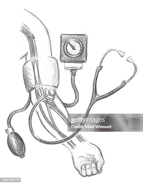 blood pressure reading - stethoscope illustration stock illustrations
