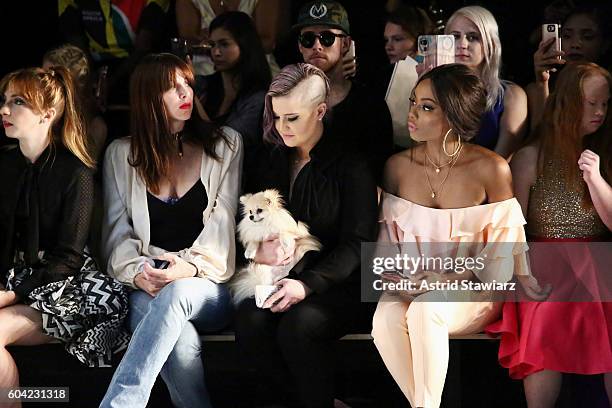 Molly Kate Bernard, Brooke Dulien, Kelly Osbourne, Bonang Matheba and Madeline Stuart attend the John Paul Ataker fashion show during New York...