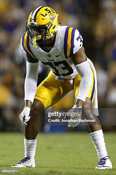 Jamal Adams of the LSU Tigers defends during a game at Tiger Stadium on September 10, 2016 in Baton Rouge, Louisiana.