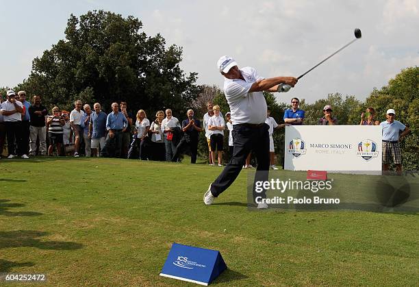 Italian golf player Costantino Rocca in action during the Ryder Cup Trophy Tour event on September 13, 2016 in Rome, Italy.The Ryder Cup Trophy Tour...