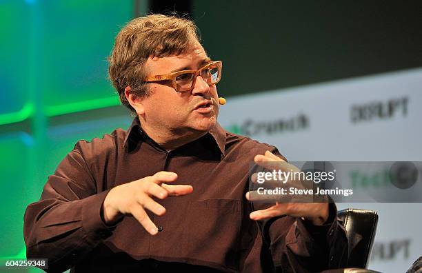 Greylock Partners Investment Partner Reid Hoffman speaks onstage during TechCrunch Disrupt SF 2016 at Pier 48 on September 13, 2016 in San Francisco,...