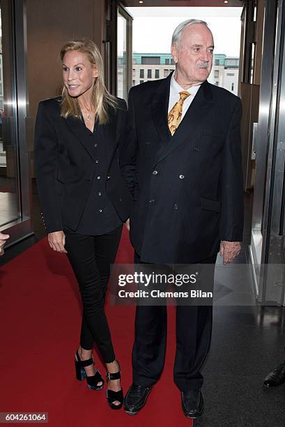 John Cleese , his wife Jennifer Wade attend the 55th Rose d'Or Award at Axica-Kongress- und Tagungszentrum on September 13, 2016 in Berlin, Germany.