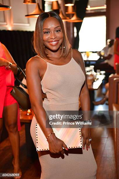 August 28: Quad Webb-Lunceford attends Delicia Cordon's Birthday Brunch at BQE on August 28, 2016 in Atlanta, Georgia.