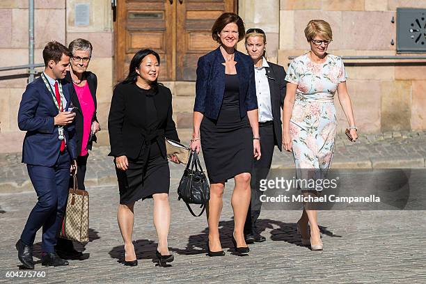 Anna Kinberg Batra of the Moderate party attend a ceremony at Storkyrkan in connection with the opening session of the Swedish parliament on...