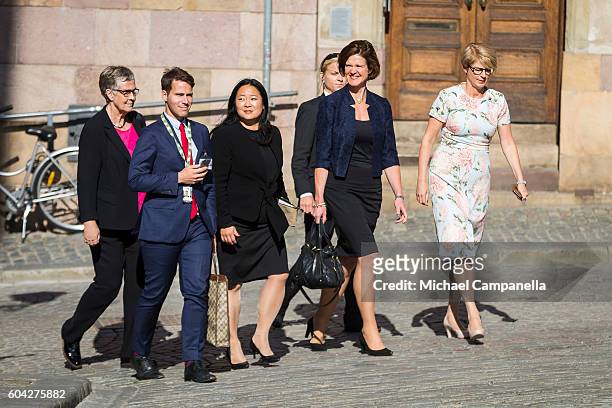 Anna Kinberg Batra of the Moderate party attend a ceremony at Storkyrkan in connection with the opening session of the Swedish parliament on...