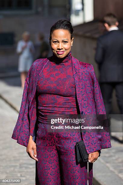 Swedish Minister of Culture and Democracy Alice Bah Kuhnke attends a ceremony at Storkyrkan in connection with the opening session of the Swedish...