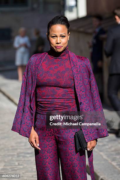 Swedish Minister of Culture and Democracy Alice Bah Kuhnke attends a ceremony at Storkyrkan in connection with the opening session of the Swedish...