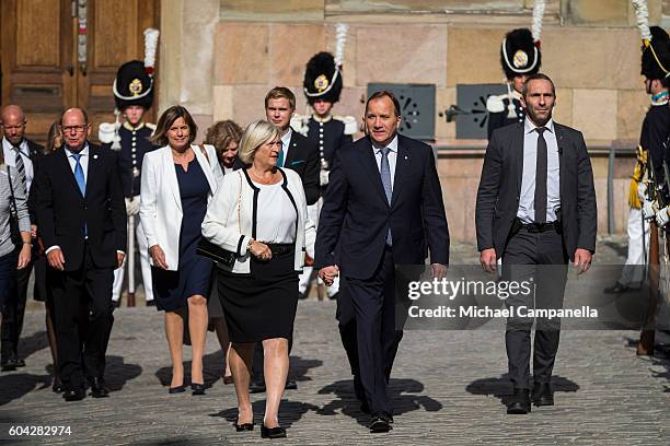 Swedish Prime Minister Stefan Lofven and wife Ulla attend a ceremony at Storkyrkan in connection with the opening session of the Swedish parliament...