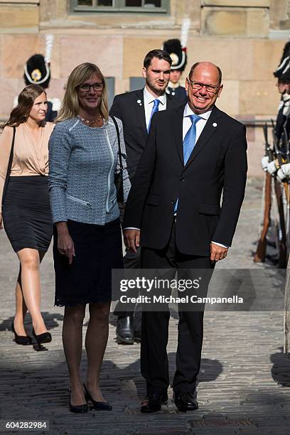 Sweden's speaker of the parliament Urban Ahlin and wife attend a ceremony at Storkyrkan in connection with the opening session of the Swedish...