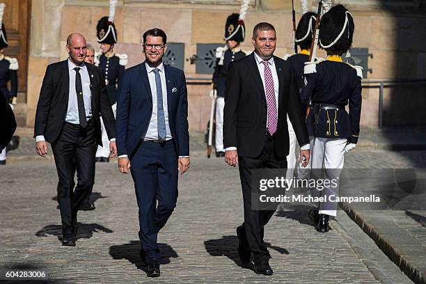 Jimmi Akesson of the Swedish Democrats party attends a ceremony at Storkyrkan in connection with the opening session of the Swedish parliament on...