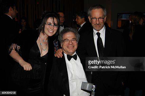 Ariella Perlman, Itzhak Perlman and Steven Spielberg attend Vanity Fair Oscar Party at Morton's Restaurant on March 5, 2006.