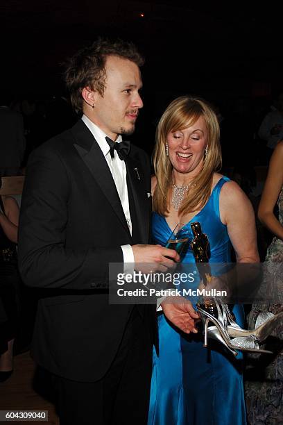 Heath Ledger and Diana Ossana attend Vanity Fair Oscar Party at Morton's Restaurant on March 5, 2006.