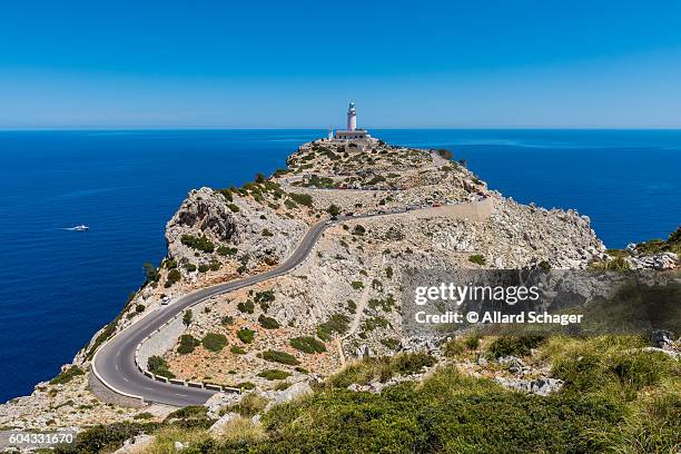 lighthouse in cap de formentor mallorca - formentor stock pictures, royalty-free photos & images