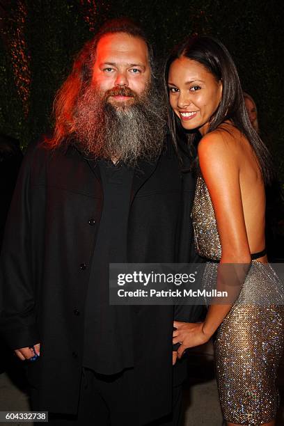 Rick Rubin and Amanda Santos attend Vanity Fair Oscar Party at Morton's Restaurant on March 5, 2006.