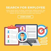 Search for employee, human resources, team management. Flat vector illustration