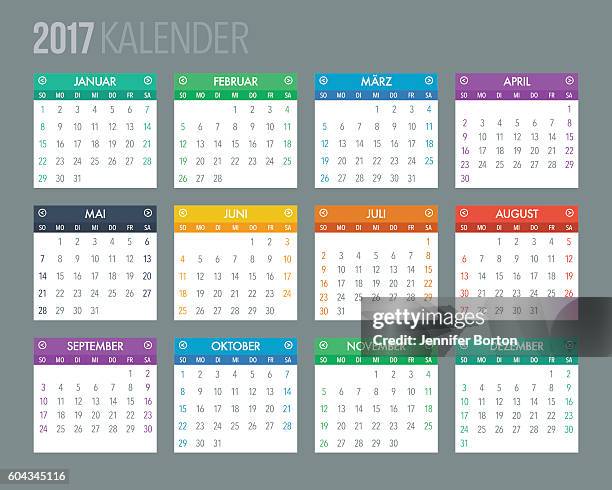 ilustrações de stock, clip art, desenhos animados e ícones de 2017 german calendar template - calendar 2017