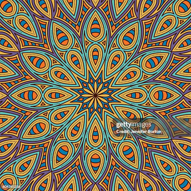 ornate circular mandala multicolored designs - metaphysics stock illustrations