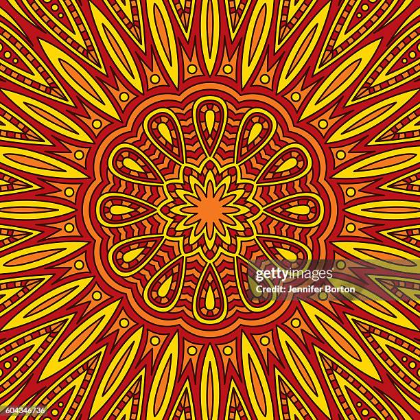 ornate circular mandala multicolored designs - pilates power ring stock illustrations