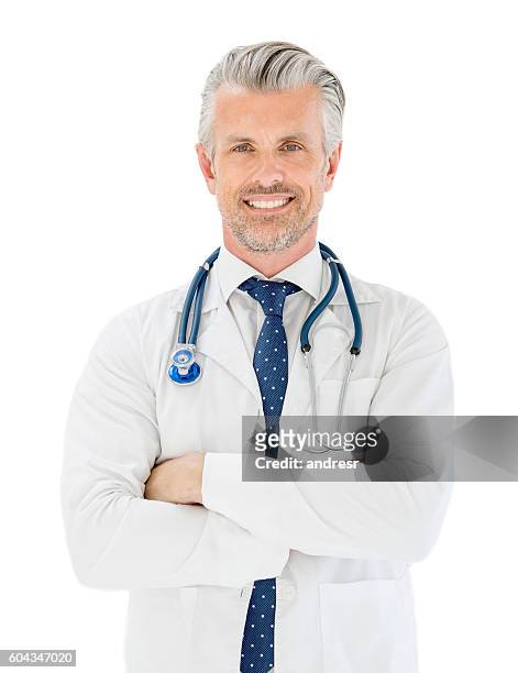 porträt eines glücklichen arztes - handsome doctors stock-fotos und bilder