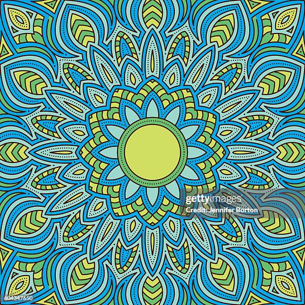 ornate circular mandala multicolored designs - pilates power ring stock illustrations